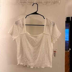 White Textured Women's Top